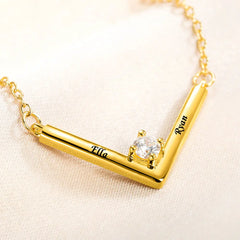 Custom Name V-Shaped Bar Necklace
