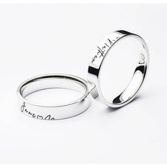 Handwriting Cross Engraving Couple Ring