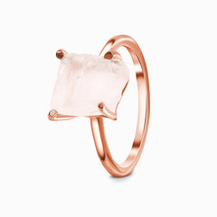 925 sterling Silver Raw Crystal Petite Rose Quartz Ring