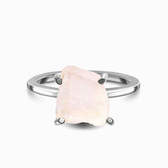 925 sterling Silver Raw Crystal Petite Rose Quartz Ring