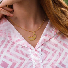Arabic Custom Name Crescent Moon Necklace