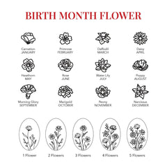 Personalized Birth Flower Oval Pendant Necklace