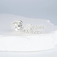 Custom Name Birth Flower Lapel Brooch