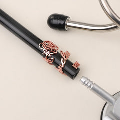 Personalized Stethoscope Birth flower Doctor Name I'D Tag