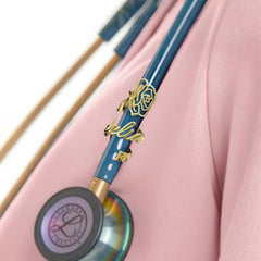 Personalized Stethoscope Birth flower Doctor Name I'D Tag