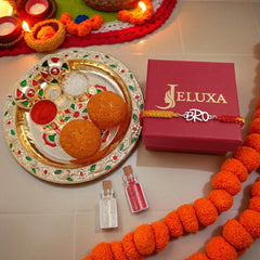 Customized Sterling Silver ‘BRO’ Rakhi with Red-Yellow Thread – Jeluxa Exclusive