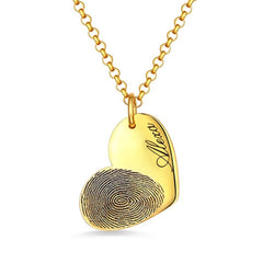 Personalized Custom Fingerprint Heart Necklace