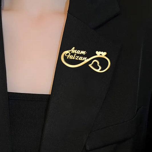 Custom Couple Name Infinity Brooch