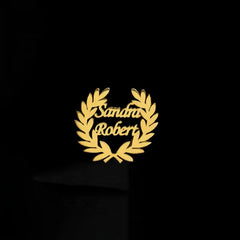 Custom Dual Couple Name Olive Branch Brooch