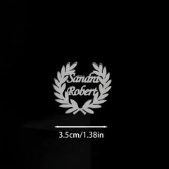 Custom Dual Couple Name Olive Branch Brooch