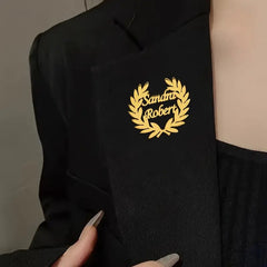 Custom Dual Couple Name Olive Branch Brooch