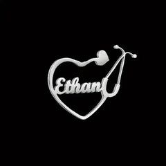 Custom Engraved Heart Design Stethoscope Brooch