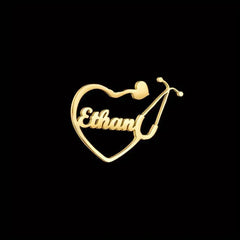 Custom Engraved Heart Design Stethoscope Brooch