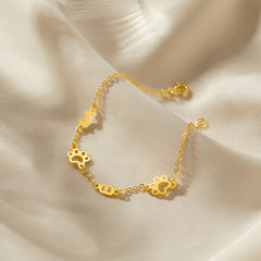 Custom Pet Initial and Paw Charm Link Bracelet