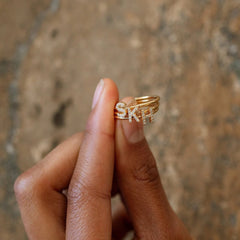 Custom Minimalist Pave Stackable Initial Ring