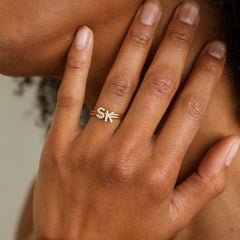 Custom Minimalist Pave Stackable Initial Ring