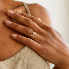 Custom Minimalist Pave Stackable Initial Ring