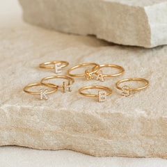 Custom Minimalist Pave Stackable Initial Ring