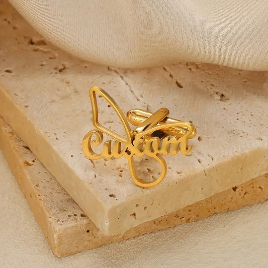 Custom Butterfly Script Name Cufflinks