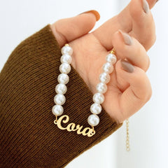 Custom Script Name and Pearl Bracelet