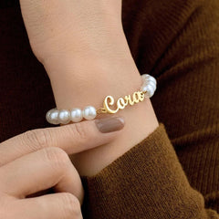 Custom Script Name and Pearl Bracelet