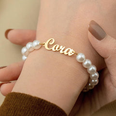 Custom Script Name and Pearl Bracelet