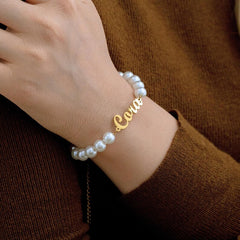 Custom Script Name and Pearl Bracelet