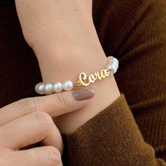Custom Script Name and Pearl Bracelet