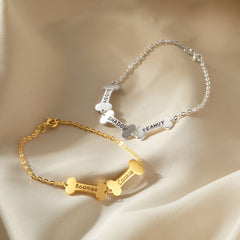 Personalized Pet Name Bone Charm Bracelet