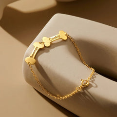 Personalized Pet Name Bone Charm Bracelet