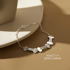 Personalized Pet Name Bone Charm Bracelet