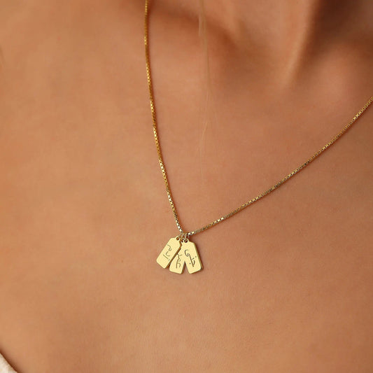 Custom Arabic Dainty Initial Tag Necklace