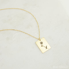 Custom Birth Flower Tag Necklace
