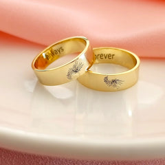 Custom Couple Guardian Angel Wing Rings