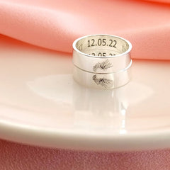 Custom Couple Guardian Angel Wing Rings