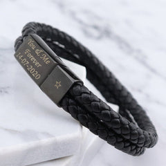 Custom Engraved Leather Bracelets For Men