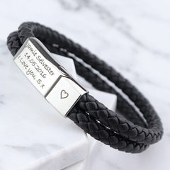 Custom Engraved Leather Bracelets For Men