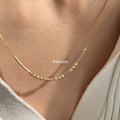 Personalized Morse Code Bar and Bead Necklace