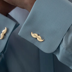 Custom Mustache Text Engraved Cufflinks