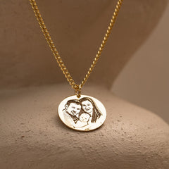 Custom Photo & Text Engraved Pendant-Necklace