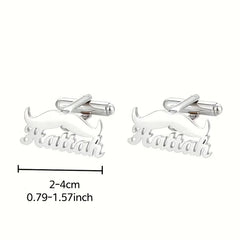 Customizable Engraved Name Moustache Design Cufflink