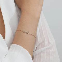 Customized Moissanite Diamond Name Bracelet With Paperclip Chain