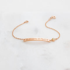 Customized Handmade Thin Coordinates Bar Bracelet