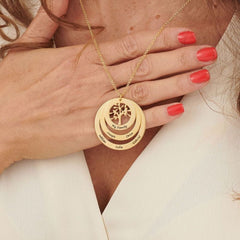Customized Hanging Family Tree Circle Necklace