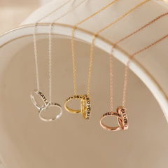 Customized Name Engraved Interlocking Ring Necklace