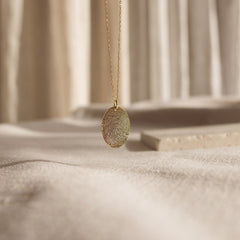 Customized Oval Fingerprint Necklace With Custom Handwriting Text