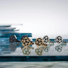 Designer Men's Black Enamel Cufflinks For Groomsmen