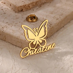 Elegant Custom Butterfly Name Brooch