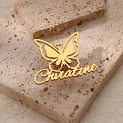Elegant Custom Butterfly Name Brooch