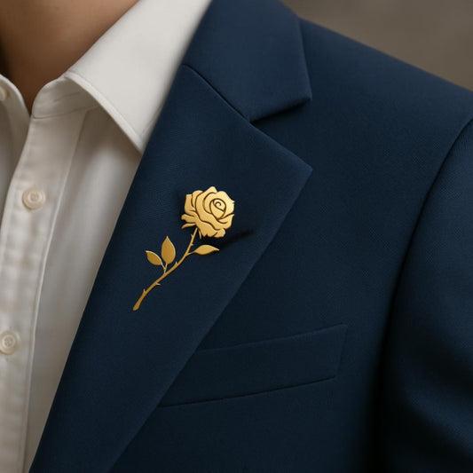 Elegant Golden Rose Brooch for Blazer